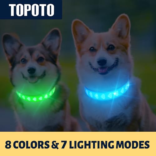 TOPOTO Light Up Dog Collars, 3D Design LED Dog Collars, Adjustable 15 Multi-Colors Dog Collar Rechargeable Waterproof Bright Dog Collar Light for Large Dogs, Black by TOPOTO - Image 3