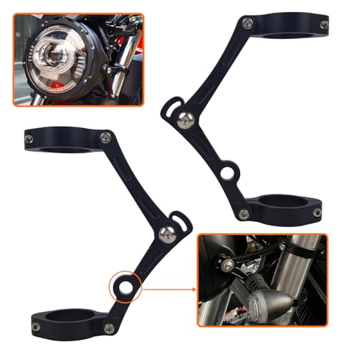 51mm-54mm Motorcycle Headlight Mount Bracket CNC Aluminum Fork Clamp, Headlight Holder for Harley Dyna Softail Sportster Cruiser Cafe Racer, Black by Generic - Used condition - US$25.11