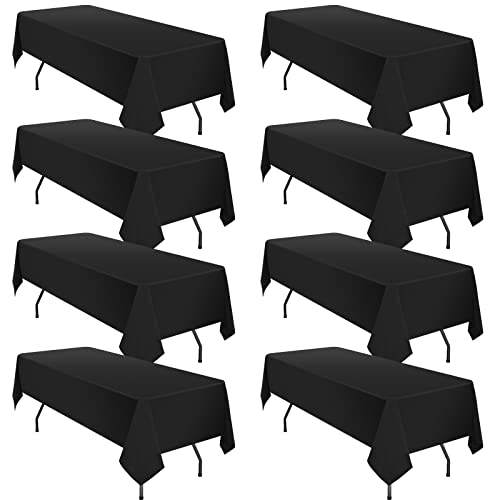 8 Pack 60 X 102 Inch Tablecloth, Black Polyester Tablecloth For 6 Ft Rectangle Tables,Stain And Wrinkle Resistant Washable Fabric Table Cloth For Wedding Party Dining Buffet Parties And Camping #TOP5