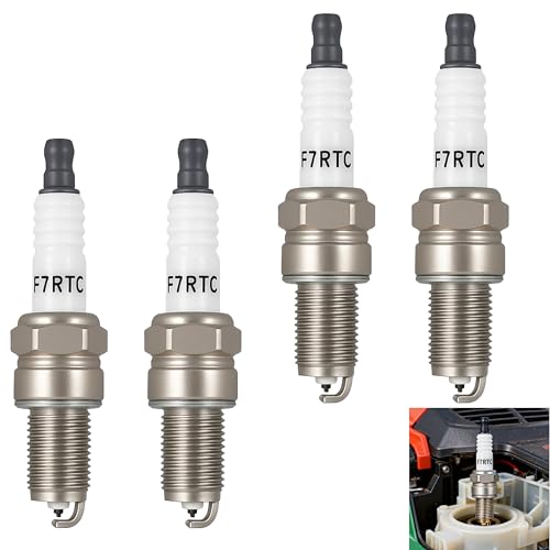4 Stück Zündkerze F7RTC, Universelle Ersatz Zündkerze für Rasenmäher, Zündkerzen F7RTC kompatibel mit Bosch LG F7RTC LD F7RTC, Hochwertige 14mm x 1,25mm Gewinde, Für Motorgeräte, PKW, Motorrad, Garten
