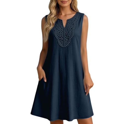 Robe midi sans manches col en V à la coupe fluide épurée