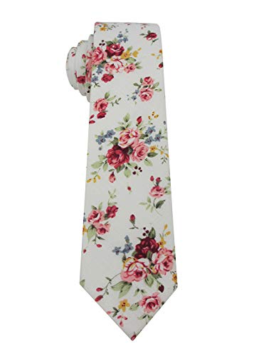 Image of Kebocis Mens Skinny Cotton Floral Tie for Men