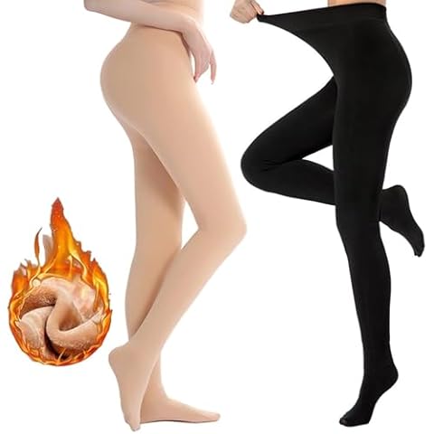Ksiliup Fleece Lined Tights Women Warm Winter Tights High Waist Opaque Thermal Tights For Women Soft Fleece Pantyhose Cover