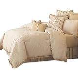 Michael Amini 10 Piece Carlton Comforter Set, King, Beige/Brown/Tan
