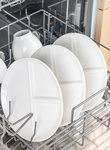 Sweese Portion Control Plate, 9 Inch Divided Plates For Adults, Porcelain Dinner Diet Plate For Balanced Meal Building And Weight Loss- White 173.101 #TOP7