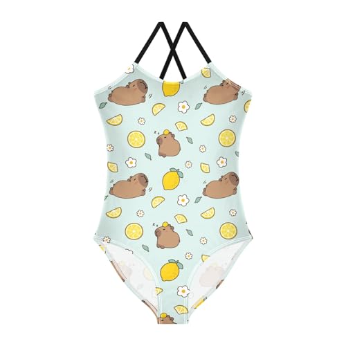 Image of Girls One Piece Swimsuits Capybara with Cute Strawberry Cute Swimwear Bathing Suits 3-10T