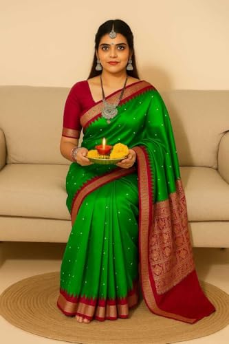 Image of NEW COLLECTION Women's Odisha Handloom Sambalpuri Pata Saree Temple Border Pasapalli Bomkai Buti Boyanika Design Saree Banarasi Soft Papa Silk Simple Ethnic Orissa Sari with Blouse Piece