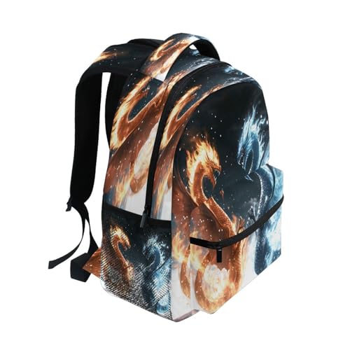 Dragon Blue Red Fantasy Backpack for School Boys Girls Adults Kids Bookbag Laptop Bag 18L2