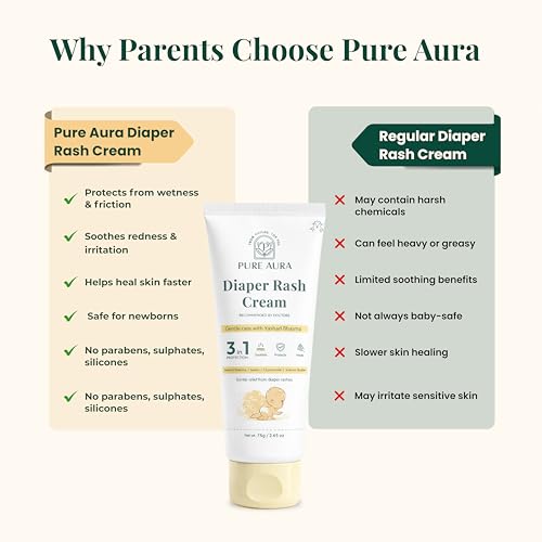 Image of Pure Aura Baby Diaper Rash Cream 100gm | Ayurvedic Healing for Sensitive Skin | Natural & Chemical-Free | Safe for Newborns | Soothes & Protects Baby's Skin | Doctors Recommended | Made in India