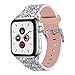 Wolait Replacement for Apple Watch Band Glitter, Luxury PU Leather Wristband for Series 4/3/2/1 (38mm /40mm Silver)