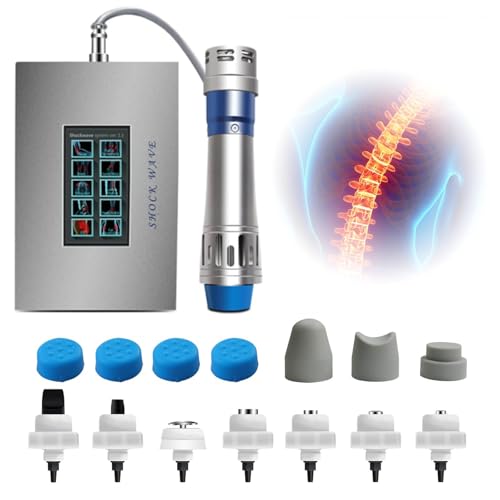 Professional Ed Shockwave Therapy Machine - 350W Extracorporeal Shock Wave Therapy Device For Pain Relief & Erectile Dysfunction - 60-200MJ/16 Frequency Gears - Includes 7 Massage Heads ,Natural