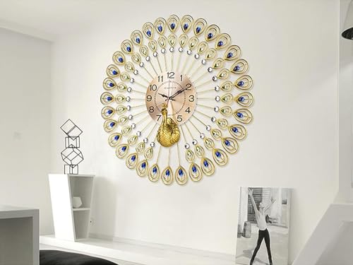 Horloge murale paon pour salon lumineux et moderne
