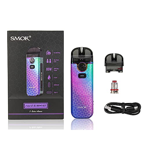 Sm-ok Nord 4 Kit 80w AIO Vape Starter Kit Batterie 2000mAh avec pod rechargeable de 4,5 ml Compatible avec toutes les bobines RPM 2 RPM - Sans nicotine