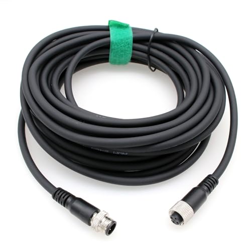 HangTon M12 A-coded 4 pin Male Female Connector Data Power Cable to Open Wire for Industrial Automation Sensor Actuator, Device Network DeviceNet, CANopen, IO Link, Profibus 15m