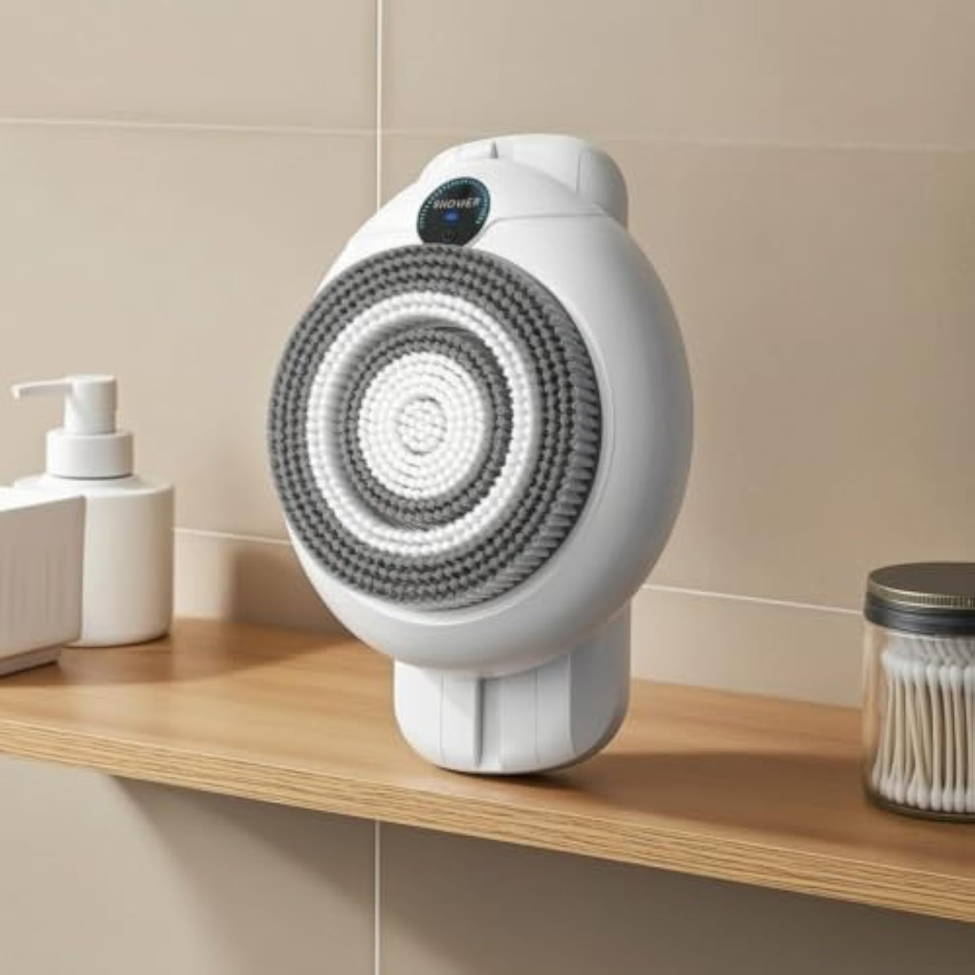 Adjustable Height Electric Bath Scrubber with Round Brush Head