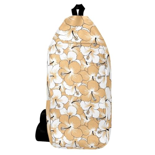 Sac à dos à bandoulière compact motif imprimé hibiscus multicolore blanc et beige