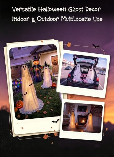 2 Pack 5 FT Halloween Light Up Ghost Outdoor Decoration  - image 3