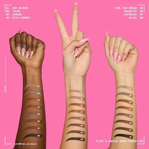 NYX PROFESSIONAL MAKEUP Fluff & Snatch Brow Powder Pen, Cream To Powder Eyebrow Pen For Soft, Defined Brows, Smudge and Transfer-Resistant Formula - Espresso - 3