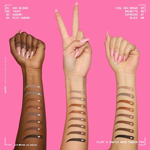 NYX PROFESSIONAL MAKEUP Fluff & Snatch Brow Powder Pen, Cream To Powder Eyebrow Pen For Soft, Defined Brows, Smudge and Transfer-Resistant Formula - Ash Brown - image 4