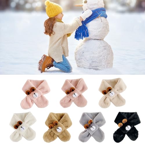 Bear Scarf For 3-10Y Kids Cartoon Plush Neck Scarf Winter Warm Neckwrap Boys Girls Unisex Neck Wear Scarf2