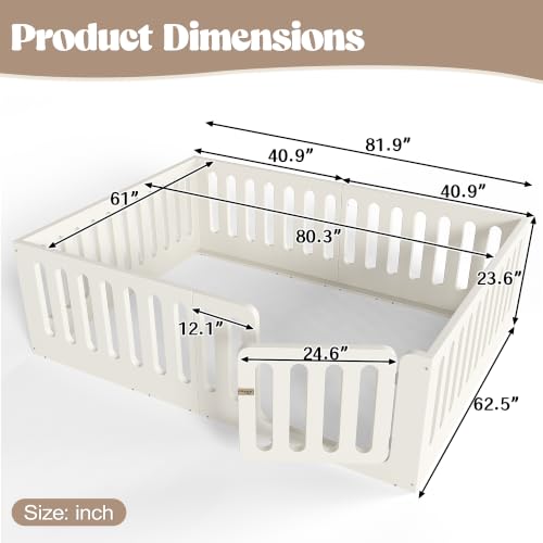 Image of Bellemave Queen Montessori Floor Bed Frame,Beige
