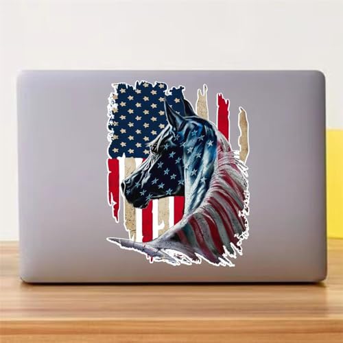 Image of Patriotic Horse US Flag Vinyl Decal 11.6 inchx8.9 inch for Car Truck SUV (Pack of 3)