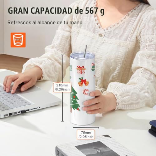 Miniatura 5 de Vevor Paquete De 12 Vasos De Sublimación Vaso Vacío De 20 Oz 591,5 Ml Vasos De Acero Inoxidable De Doble Pared Botella Sublimable Con Pajita, Tapa, Cepillo, Base, Envoltura Retráctil, Caja Regalo