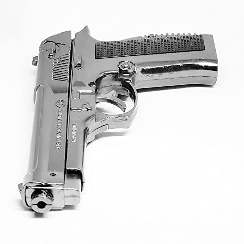 Image of EXTREMUS Gun Lighter Pistol Lighter Heavy Weight Metal Body Gun Pistol Shaped with Barrel Pull Back System and Holster Pocket Lighter for Decorative, Smoking Filled with Gas (608 Silver)