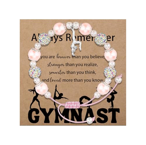 Fullrainbow Gymnastics Bracelet for Women Gymnastics Stuff Gymnastics Gifts Gymnastics Party Decorations Natural Stone Beads Inspirational Gymnast Charm Bracelet Birthday Gifts