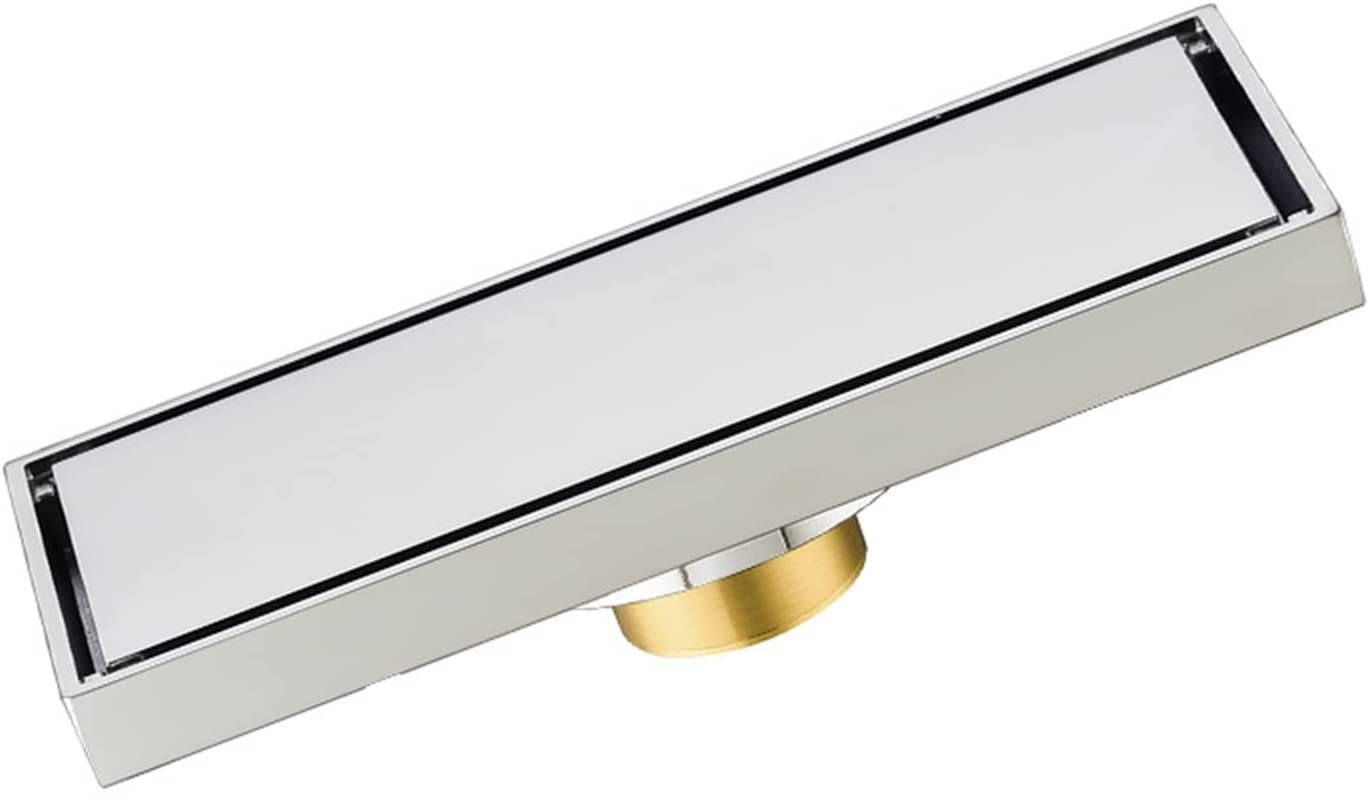 Linear Shower Drain With Hair Strainer, Brass Invisible Rectangle Floor Drainer, Removable Cover - 30X8Cm (Chrome 20X8Cm/7.8X3.1In)