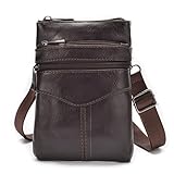 HJUGHPN Mochila de esquí para hombre, de piel auténtica, con cinturón, bolsa pequeña
