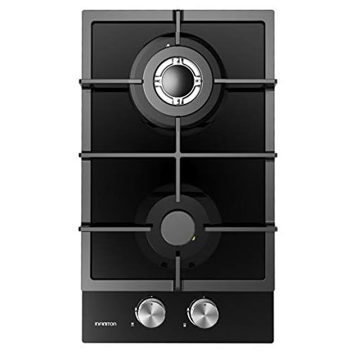 PLACA DE GAS GAS-CR2B INFINITON (Ancho 30cm, 2 Fuegos, Negro, Triple corona, Encendido electronico, Limpieza facil, Seguridad termopar)