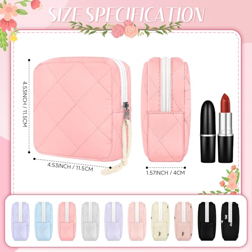 Image of Likesing Period Bag Pouch, Quilted Cotton Tampon Holder for Purse-Pink | Quilted Period Pouches for Teen Girls, Women Portable Sanitary Napkin Storage Bag, Feminine Sanitary Bags Emergency Pad Pouch