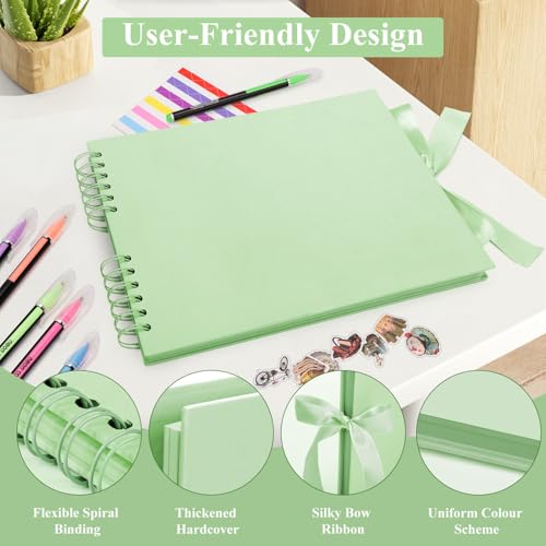 DazSpirit DIY Scrapbook Photo Album with Ribbon, 80 Pages/40 Sheets Scrap Book Rectangle Hardcover Photo Book - Image 4
