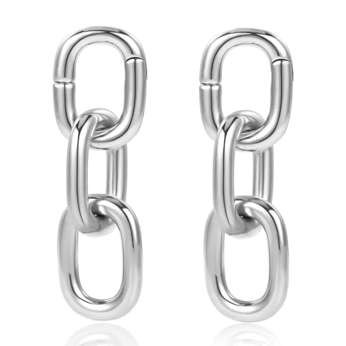 Maxbott 2PCS Chained Ear Gauges Ear Hangers Weights for Stretched Ears Plugs Body Piercing Tunnels 316L Stainless Steel Hypoallergenic Women Man Fashion Jewelry