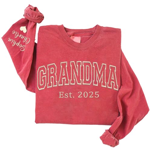 Personalized Embroidered Nonnie Sweatshirt with Kids Names - Custom Christmas Sweaters for Women