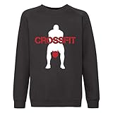 Sin capucha. Art T-shirt, Sudadera Raglan Crossfit Kettlebell, Niño Negro 5-6 Años