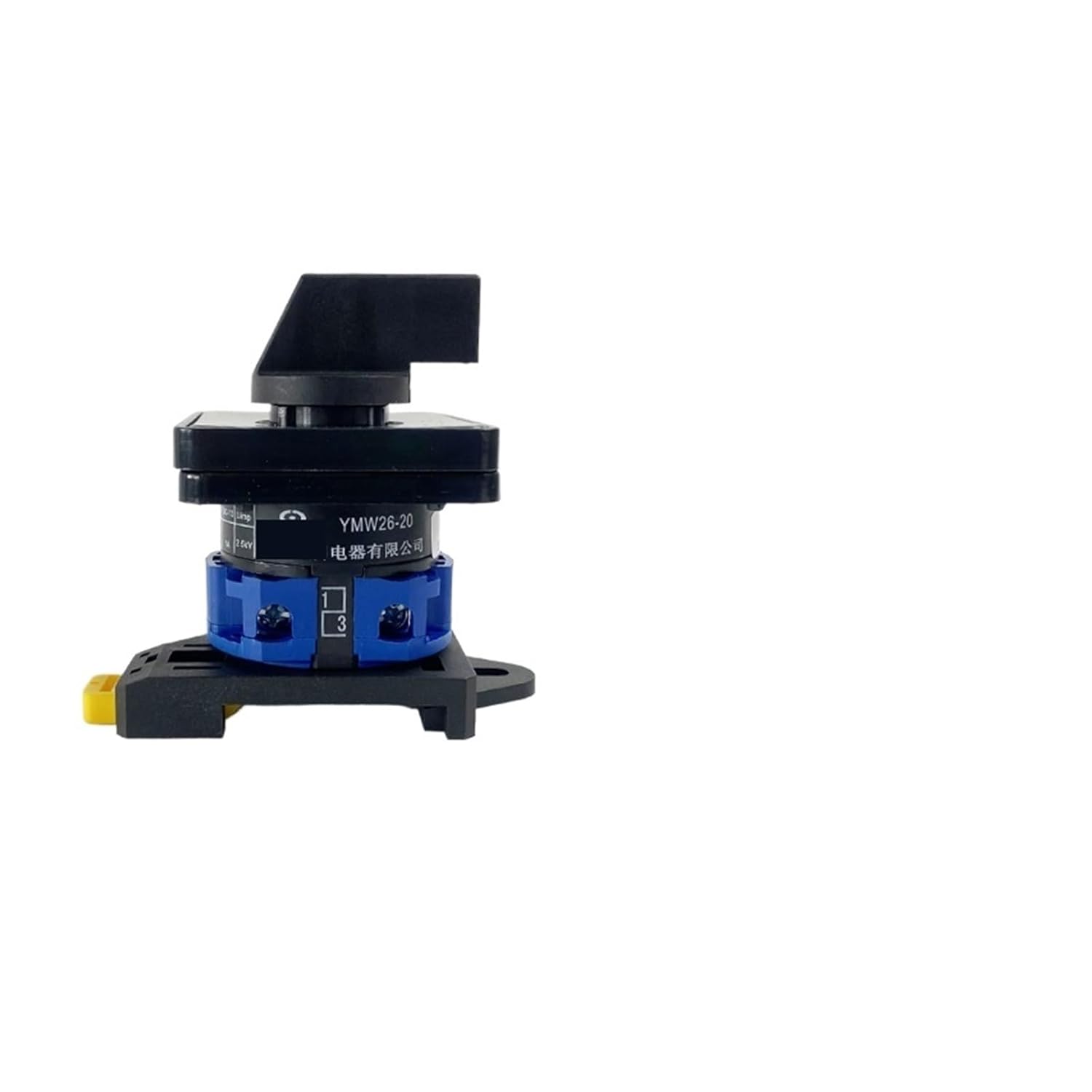YMW26-20/1 DIN Mounted Rotary Knob Selector Multi Position 20A 1 Pole 4 Terminals Control Circuit LW26-20 Changeover Cam Switch(0-1 DIN) Controls Switches