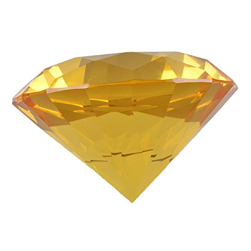 LONGWIN 50mm (2") Crystal Faceted Diamond Paperweight Wedding Favor Home Decor (Yellow, 50mm)