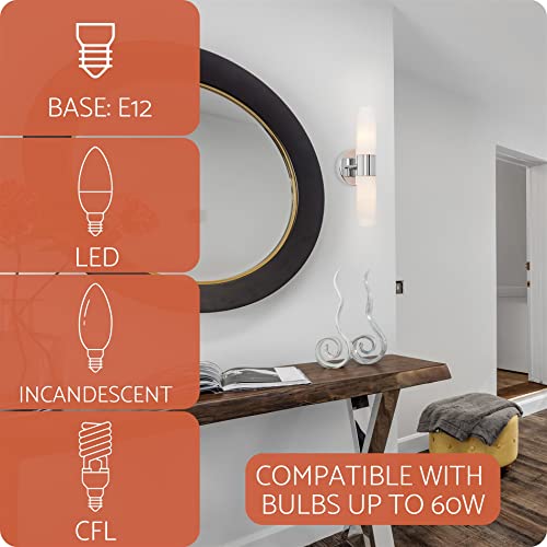 Kira Home Duo 14" Modern Wall Sconce With Frosted Glass Shades, For Bathroom/Vanity, Chrome Finish #TOP4