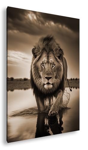Cadre de lion force du crépuscule pour décoration de salon chaleureux