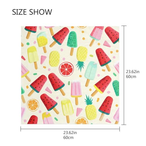 Colorful Popsicles Silk Head Scarf 24" Square Soft Feeling Satin Hair Scarf Silk Bandana Neck Scarf for Women Girls2