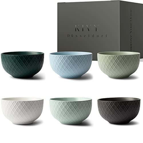 KIVY Ciotole in ceramica, 6 x 850 ml, grandi ciotole per cereali e zuppe, in ceramica