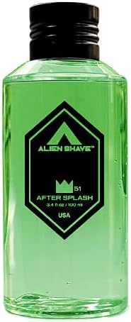 ALIEN SHAVE Premium After Shave Splash for Men (Solar Lime). Powered with Aloe & Witch Hazel 3.4 oz (1-Pack)