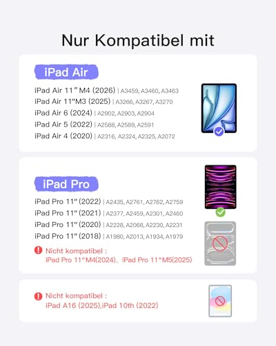 Inateck Tastatur Hülle für iPad Air 11 M4 /M3/M2, Freitragender Ständer – Ansicht 2