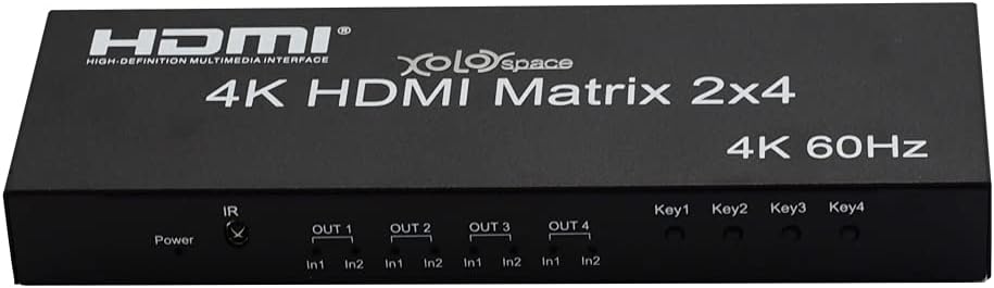 41241 4k 60hz 2x4 HDMI Matrix switcher with Optical Audio Out Supports HDR and downscaler
