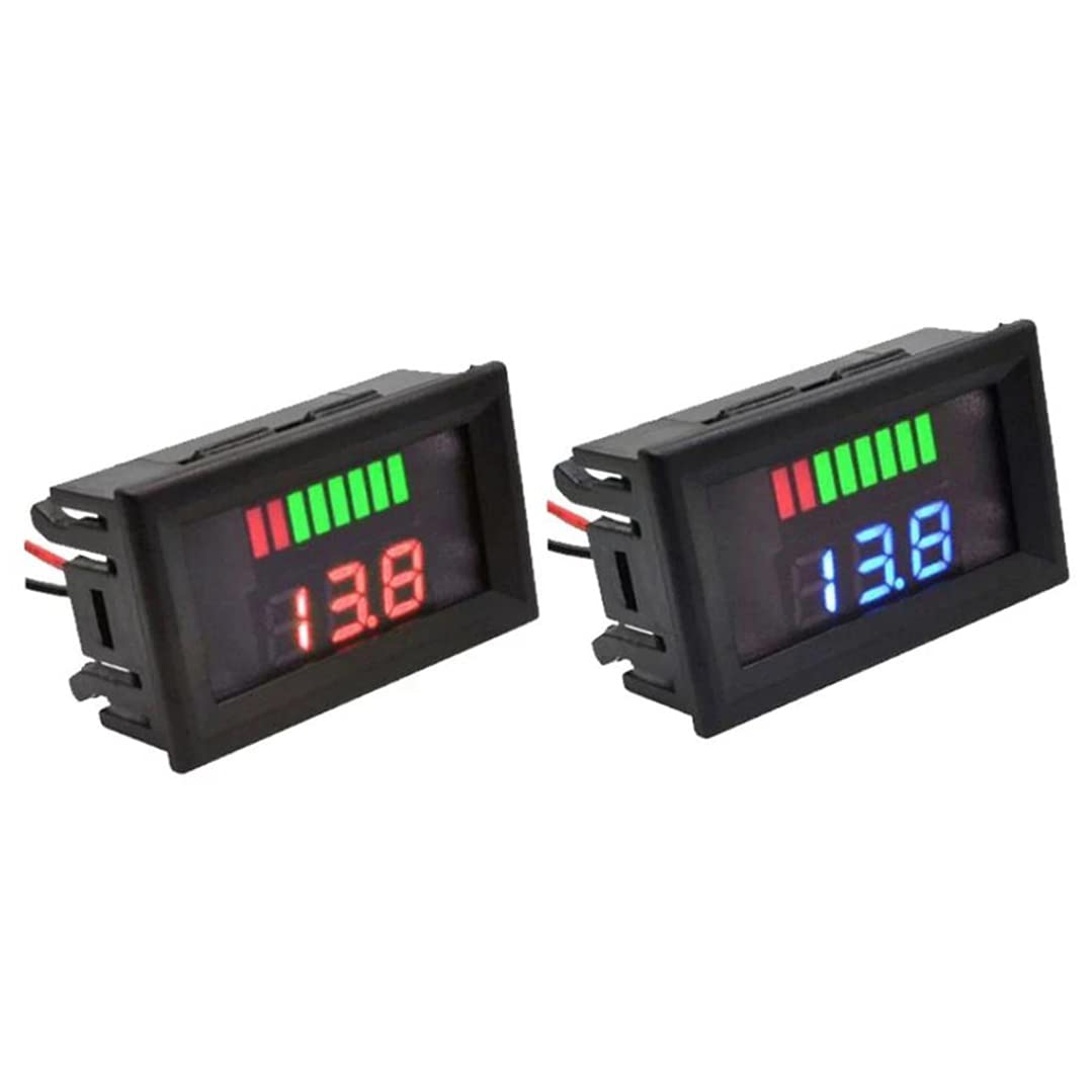 Battery Charge Level Indicator Car Battery Capacity Meter Tester Checker 12V-72V Red Motorcycle Checker Auto Tester Fuel Gauge Indicator