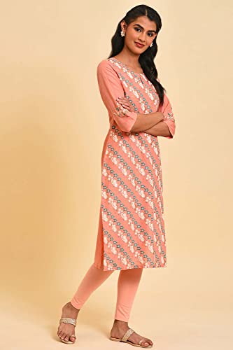 Image of W for Woman Brown Paisley Printed Pure Cotton Flared Kurta and Parallel Pants Set