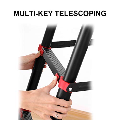 Telescopic Ladder, Step Ladder, Retractable Aluminum Alloy Ladder Multi-Position, Adjustable and Folding Ladder A-Frame, with Handrails and Safety Lock, Non-Slip Pedals, Capacity 330 pounds(5+7)