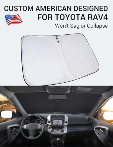 Image of Proadsy 2026 Upgrade Front Windshield Sun Shade Foldable Sunshade Protector Custom Fit 2006-2012 RAV4 SUV Crossover, LE XLE Premium Limited XSE Hybrid Adventure Accessories